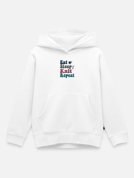 Stricken - Eat Sleep Knit Repeat - Kinder Premium Organic Hoodie - Weiß