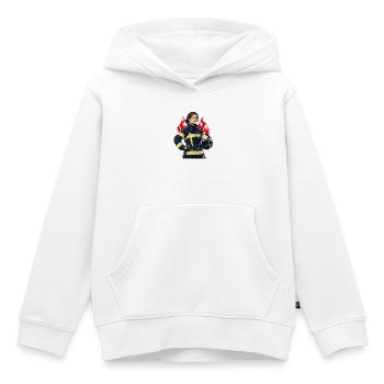 Feuerwehrfrau mit Helm und Flammen - Kinder Premium Organic Hoodie - Weiß - Vorne - AI Model Kid Female (0cm)