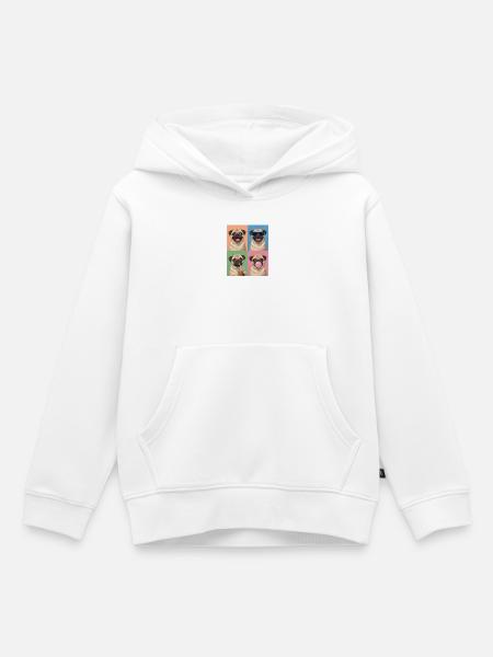 Hunde Mops Hund - Kinder Premium Organic Hoodie - Weiß
