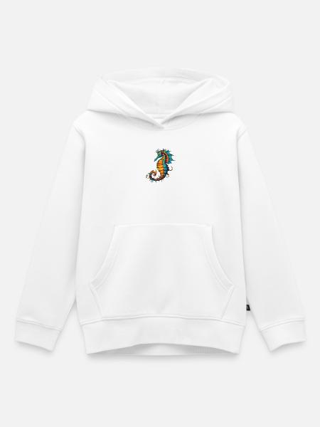 Bunter Seepferdchen-Wirbel - Kinder Premium Organic Hoodie - Weiß