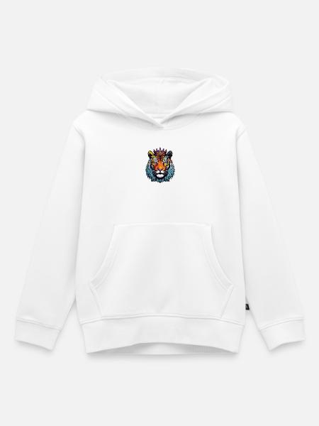 Tiger Krone - Kinder Premium Organic Hoodie - Weiß