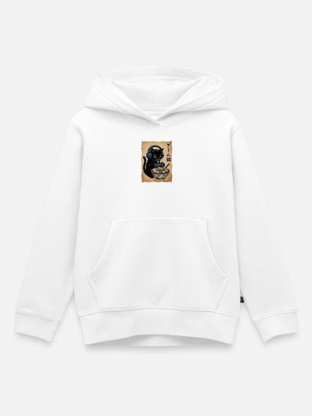Gamer Katze Ramen Nudeln Japanisch Retro - Kinder Premium Organic Hoodie - Weiß