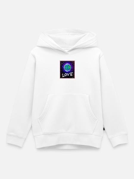 Liebe Kosmos Farbexplosion - Kinder Premium Organic Hoodie - Weiß