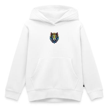 Wolf mit Krone - Kinder Premium Organic Hoodie - Weiß - Vorne - AI Model Kid Female (0cm)