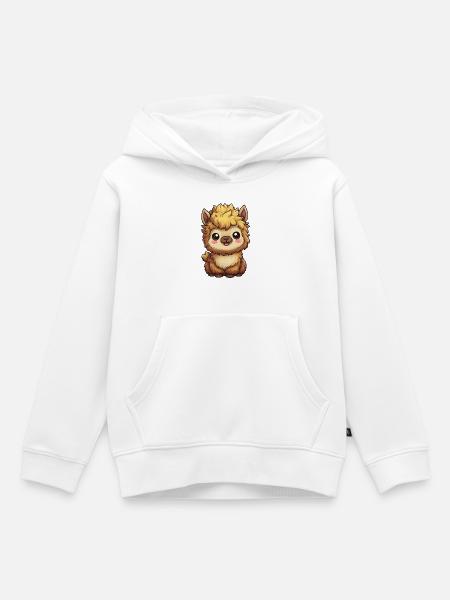Kuschelige Alpaka-Karikatur - Kinder Premium Organic Hoodie - Weiß