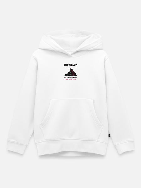 Erst rauf, dann runter | Skitour - Kinder Premium Organic Hoodie - Weiß