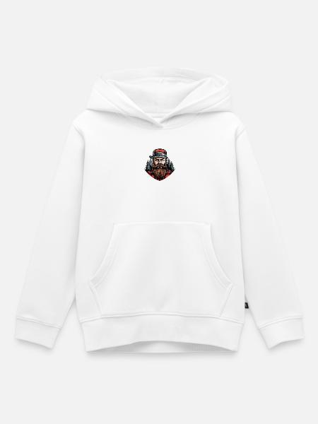 Holzfäller mit Bart und Wald - Kinder Premium Organic Hoodie - Weiß