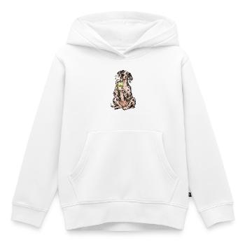 Deutsche Dogge mit Matcha Latte – Kaffeepause - Kinder Premium Organic Hoodie - Weiß - Vorne - AI Model Kid Female (0cm)