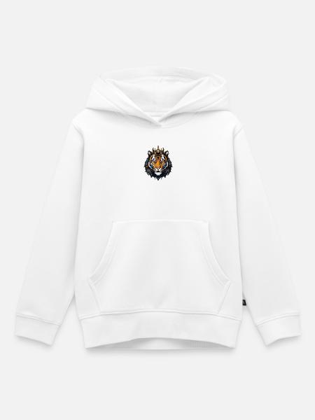 Tiger Kopf mit Krone - Kinder Premium Organic Hoodie - Weiß