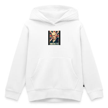 James Watt UK Pop Art - Kinder Premium Organic Hoodie - Weiß - Vorne - AI Model Kid Female (0cm)