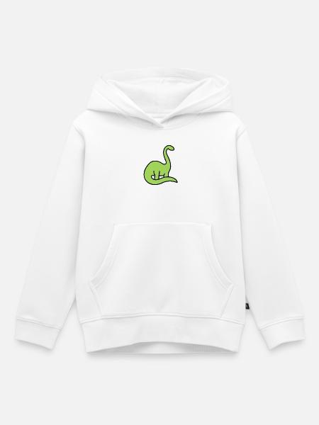 Lime Dino Silhouette auf Schwarz - Kinder Premium Organic Hoodie - Weiß