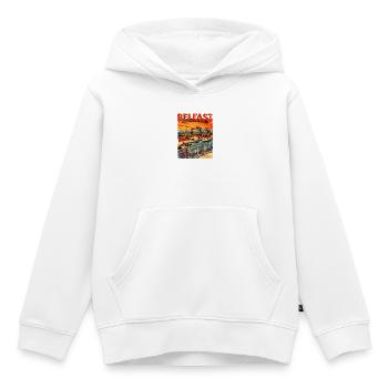Belfast Northern Ireland Retro City Skyline - Kinder Premium Organic Hoodie - Weiß - Vorne - AI Model Kid Female (0cm)