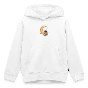 Astronaut schaukelt auf goldenem Halbmond - Kinder Premium Organic Hoodie - Weiß - Vorne - AI Model Kid Female (0cm)