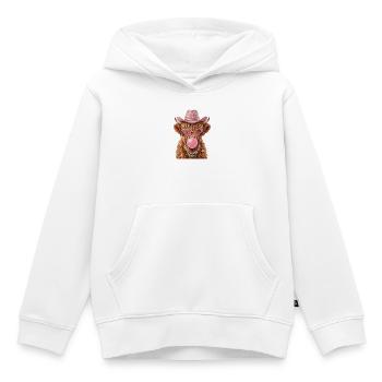 Hochlandrind Cowgirl mit Kaugummiblase - Kinder Premium Organic Hoodie - Weiß - Vorne - AI Model Kid Female (0cm)