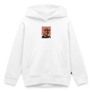 Retro DJ Katze Rot Getigert Plattenspieler - Kinder Premium Organic Hoodie - Weiß - Vorne - AI Model Kid Female (0cm)