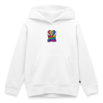 OMAS GEGEN RECHTS – Regenbogen Herz - Kinder Premium Organic Hoodie - Weiß - Vorne - AI Model Kid Female (0cm)