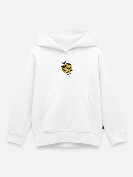 Fledermäuse und Gelber Mond - Kinder Premium Organic Hoodie - Weiß