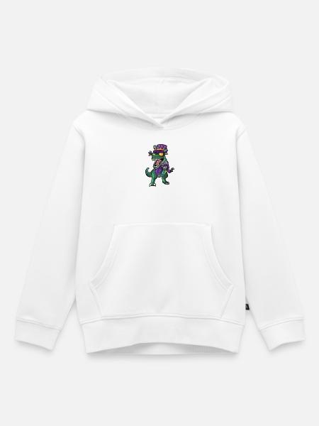 Mardi Gras Dino - Kinder Premium Organic Hoodie - Weiß