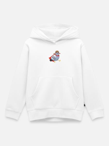 Superhelden Taube – Mit Cape & Fliegerkappe - Kinder Premium Organic Hoodie - Weiß
