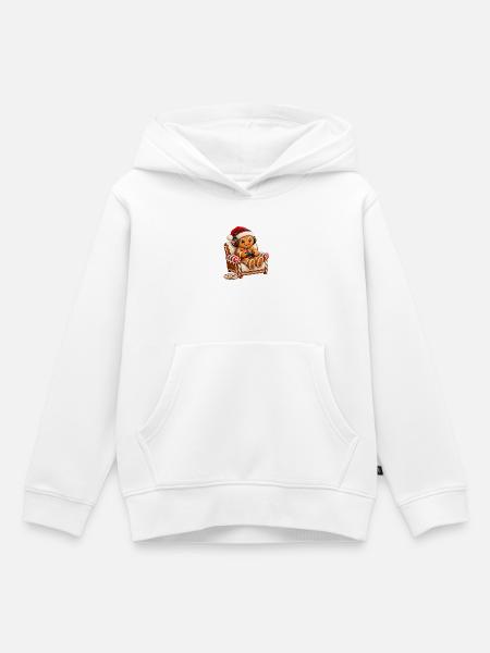 Lebkuchen-Gamer im Weihnachtsstuhl - Kinder Premium Organic Hoodie - Weiß