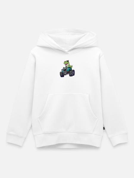 Monstertruck Dinosaurier - Kinder Premium Organic Hoodie - Weiß