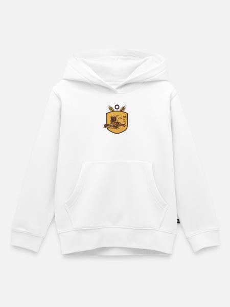 Lohnunternehmen Wappen Mähdrescher – personalisier - Kinder Premium Organic Hoodie - Weiß