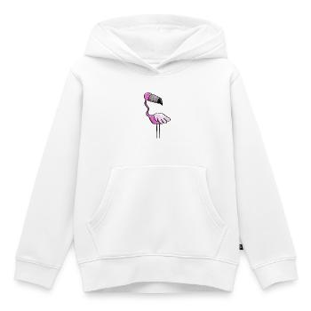 Flamingo Puissance - Oiseau - Été - Rose - Sweat Premium à capuche enfant bio - blanc - Devant - AI Model Kid Female (0cm)