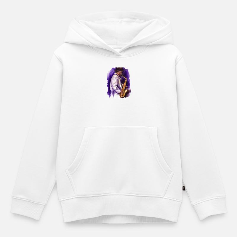 saxo - Sweat Premium à capuche enfant bio - blanc