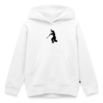 Sanchaku 3 pièces nunchaku kung fu - Sweat Premium à capuche enfant bio - blanc - Devant - AI Model Kid Female (0cm)