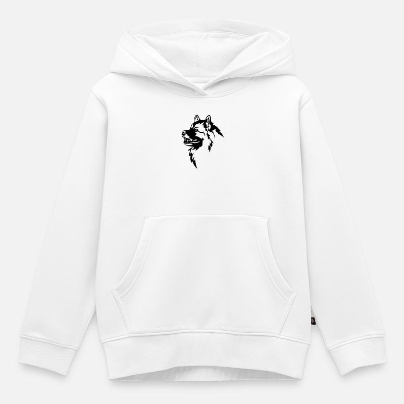 Wolfsspitz Kopf - Kinder Premium Organic Hoodie - Weiß