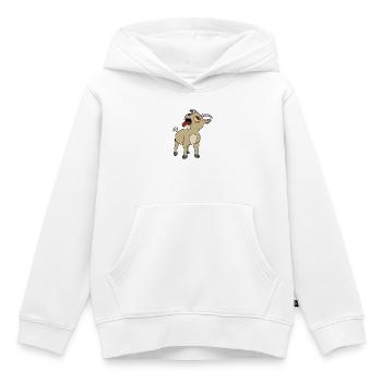 Bêlage de chèvre - Sweat Premium à capuche enfant bio - blanc - Devant - AI Model Kid Female (0cm)