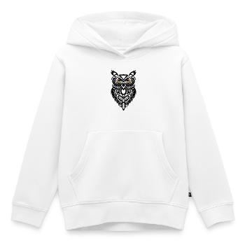 Der Blick der schwarzen Eule - Kinder Premium Organic Hoodie - Weiß - Vorne - AI Model Kid Female (0cm)