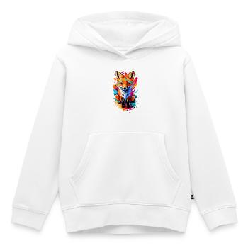 Bébé renard - renard roux mignon - renard coloré - Sweat Premium à capuche enfant bio - blanc - Devant - AI Model Kid Female (0cm)