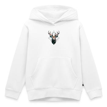 Cerf géométrique avec des motifs géométriques - Sweat Premium à capuche enfant bio - blanc - Devant - AI Model Kid Female (0cm)