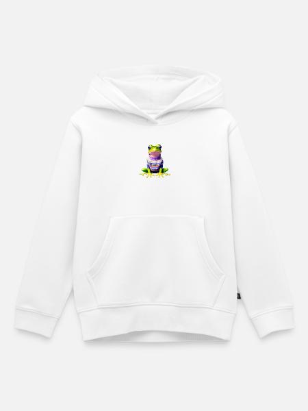 Kleiner Regenbogenfrosch mit Norweger-Pullover - Kinder Premium Organic Hoodie - Weiß