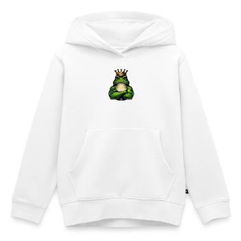 Muscular King Frog with Crown - Kids Premium Organic Hoodie - white - Front - AI Model Kid Female (0cm)