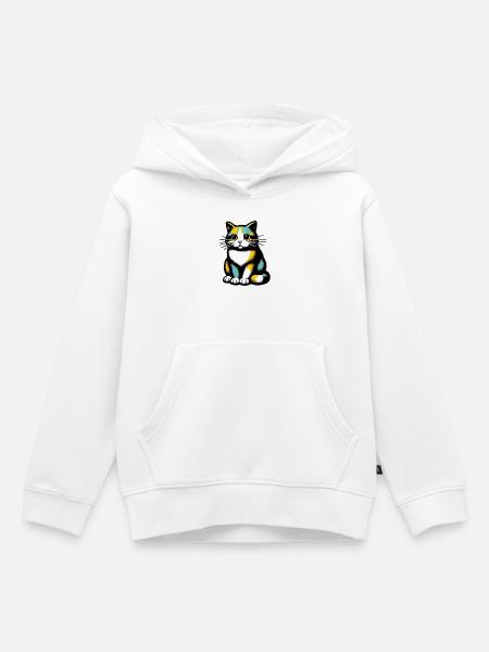 Katze - Kinder Premium Organic Hoodie - Weiß