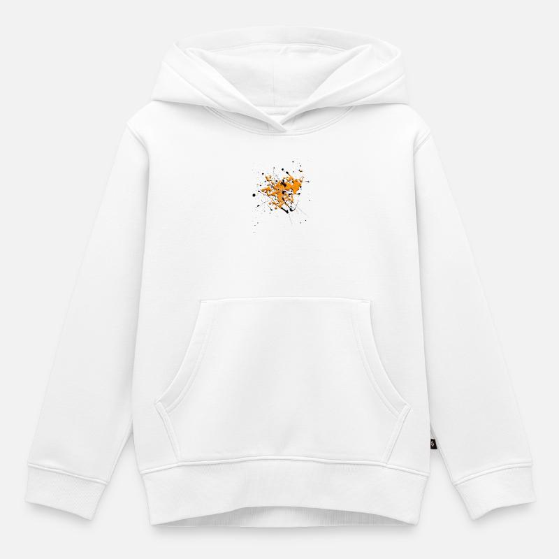 Orange.Splash - Sweat Premium à capuche enfant bio - blanc