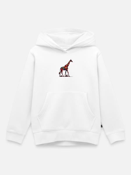 Girafe - Sweat Premium à capuche enfant bio - blanc