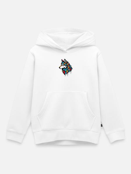 Wolf - Kinder Premium Organic Hoodie - Weiß