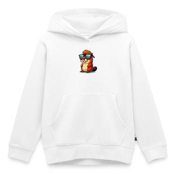 Castor - Sweat Premium à capuche enfant bio - blanc - Devant - AI Model Kid Female (0cm)