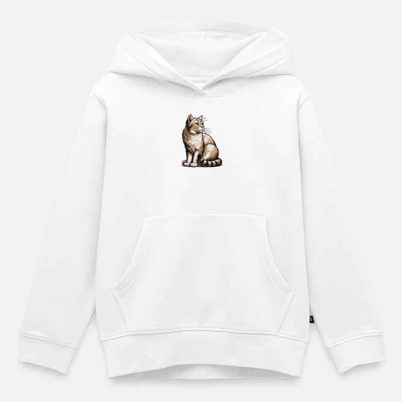 Chat - Sweat Premium à capuche enfant bio - blanc