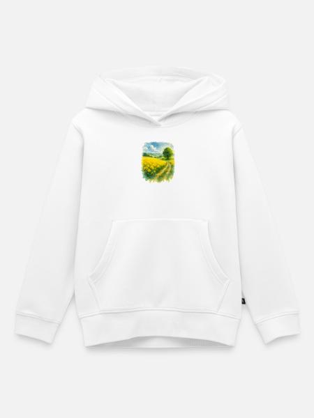 Frühlingshafte Landschaft mit Rapsfeld - Kinder Premium Organic Hoodie - Weiß