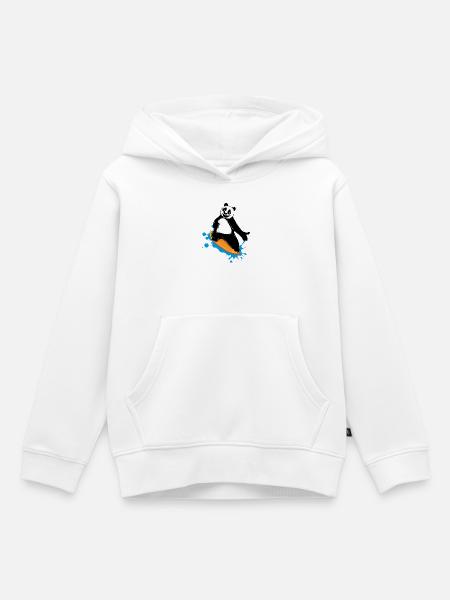 Surfender Panda Bär im Graffiti Stil - Kinder Premium Organic Hoodie - Weiß