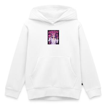 Mignon Anime Femboy avec des oreilles de chat - Sweat Premium à capuche enfant bio - blanc - Devant - AI Model Kid Female (0cm)