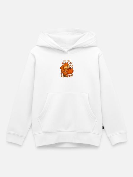 Kuscheliges Eichhörnchen mit Kürbis Herbst - Kinder Premium Organic Hoodie - Weiß