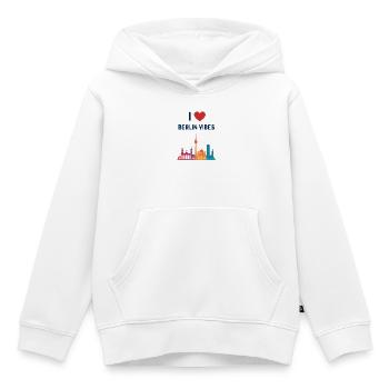 Silhouette de la ville I Love Berlin Vibes - Sweat Premium à capuche enfant bio - blanc - Devant - AI Model Kid Female (0cm)