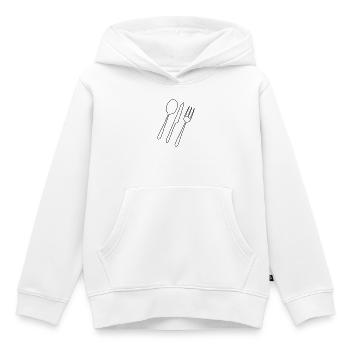 Couverts Fourchette Cuillère - Sweat Premium à capuche enfant bio - blanc - Devant - AI Model Kid Female (0cm)
