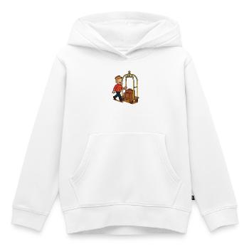 Le chariot d’hôtel de Piccolo Franky - Sweat Premium à capuche enfant bio - blanc - Devant - AI Model Kid Female (0cm)