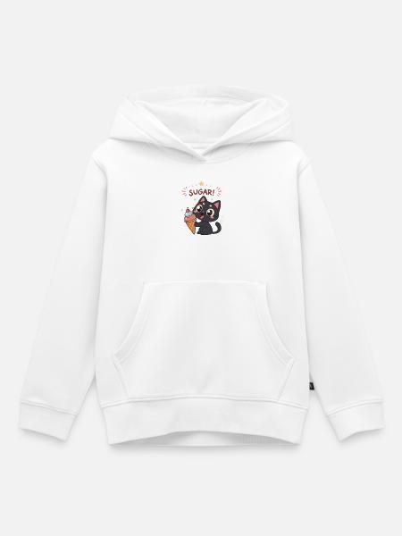 Gourmet-Katze und ZUCKER-Eiscreme - Kinder Premium Organic Hoodie - Weiß